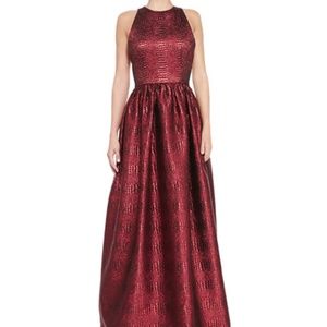 Alice + Olivia Snake-Embossed Metallic Gown Dress XS Size 2